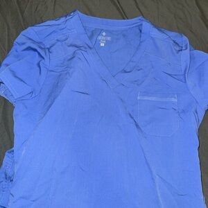 Blue V-Neck Scrub Top & Bottoms